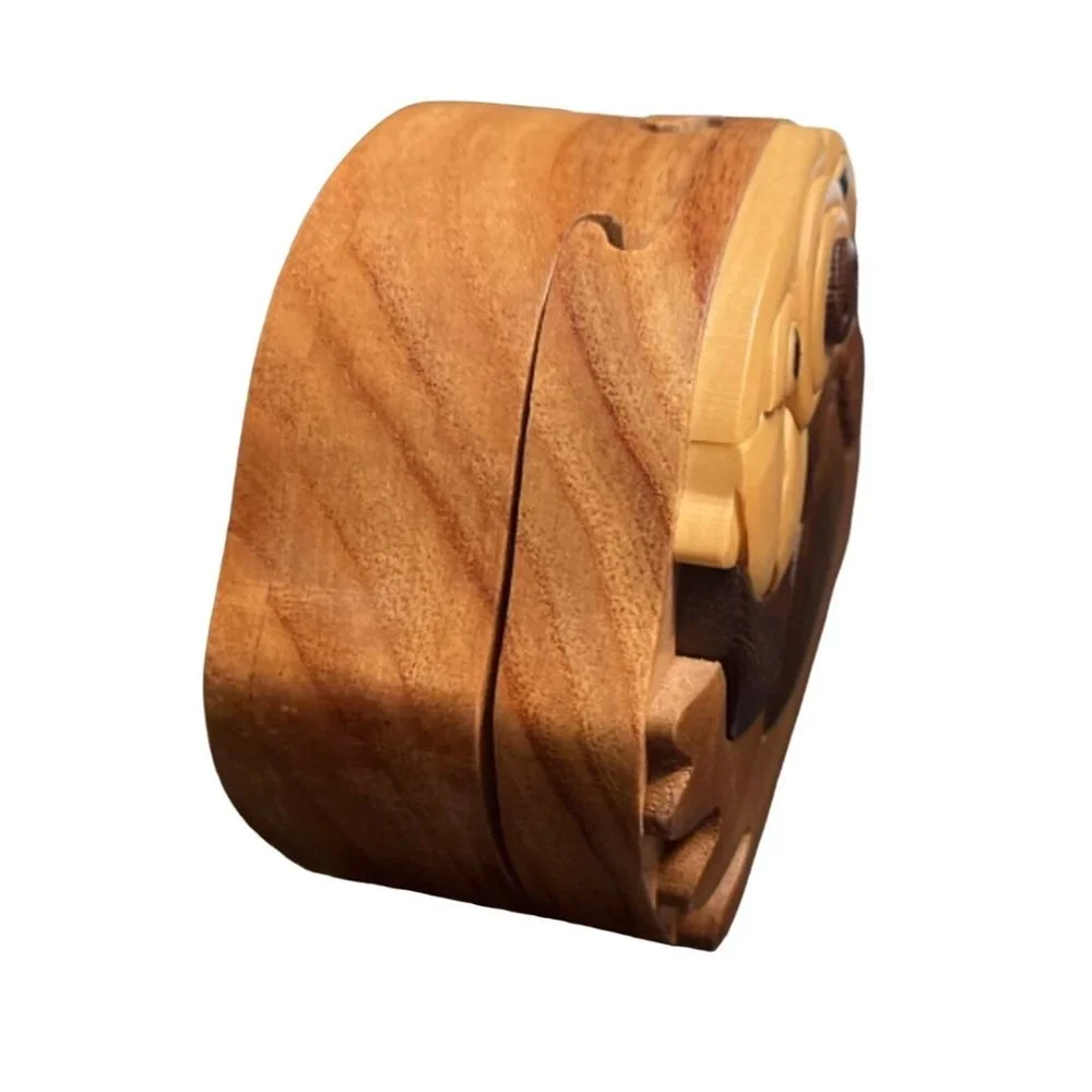 Otter Intarsia Wood Puzzle Box Trinket Handcrafted - Picture 5 of 6